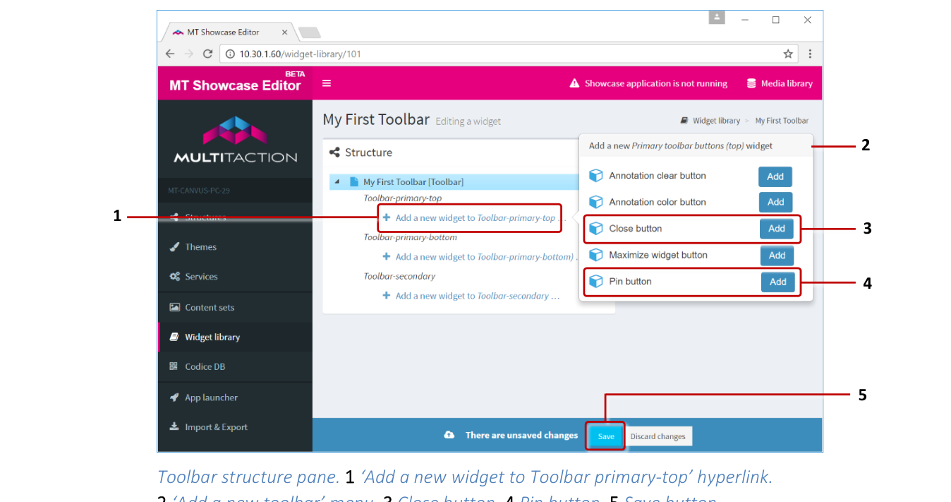 Toolbar structure pane