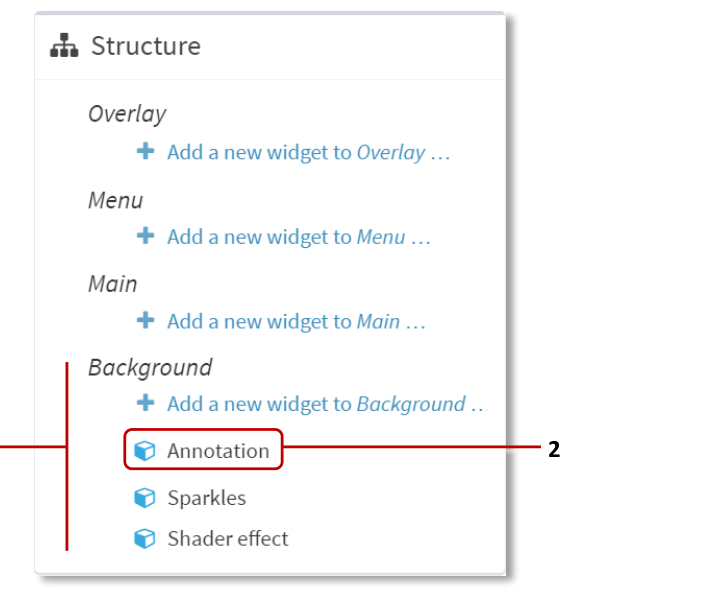 Editing a Structure screen showing background annotation widgets