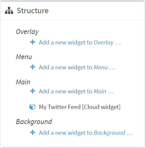 Edit a structure screen showing Twitter cloud