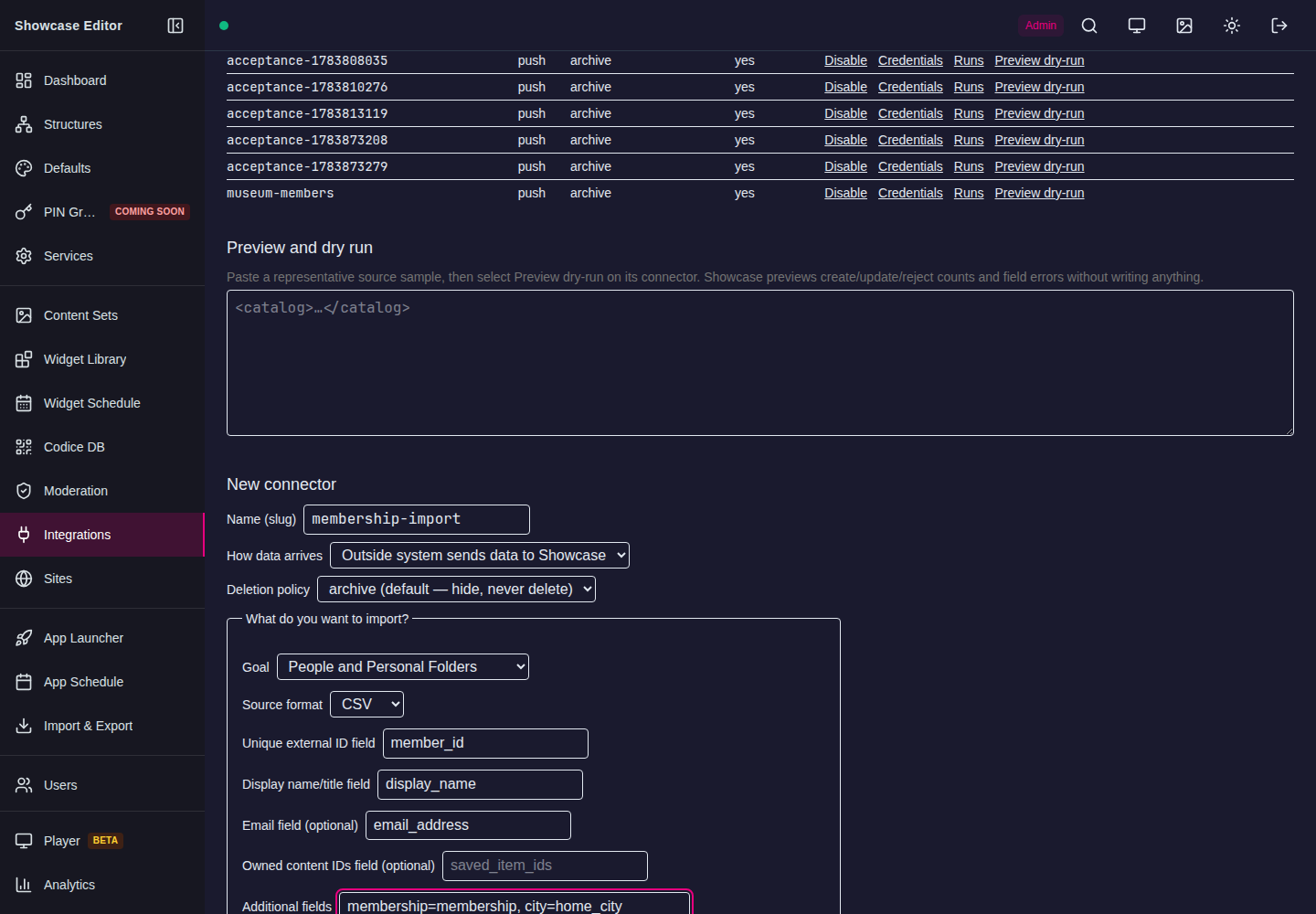 Guided connector mapping with source and destination fields