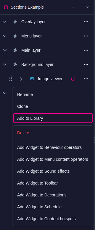 Image viewer row menu with Add to Library highlighted