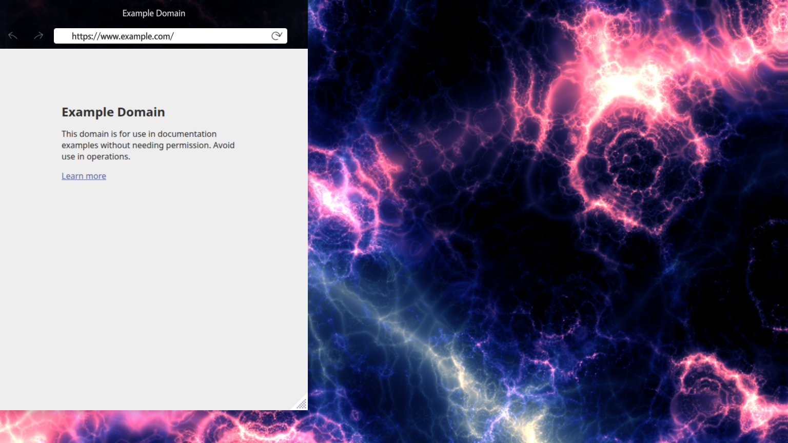 Player showing the Shader effect background with the web browser widget in its default top-left position